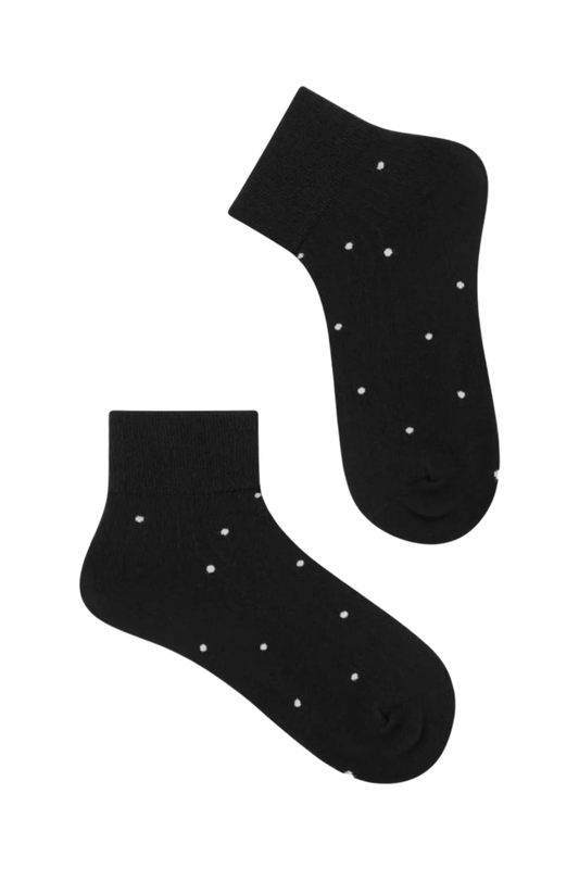 POLKA DOT ANKLE BLACK SOCKS