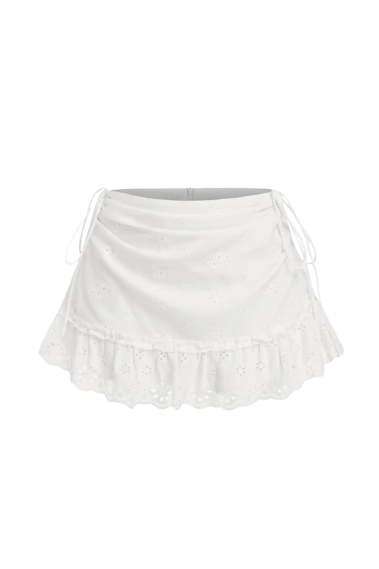 BRODERIE WHITE MINI SKIRT