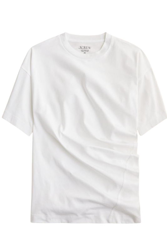 PIMA COTTON ASIMETRICAL T-SHIRT WHITE