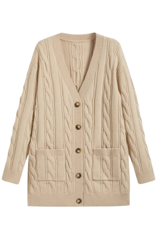 KNIT V-NECK CARDIGAN KHAKI