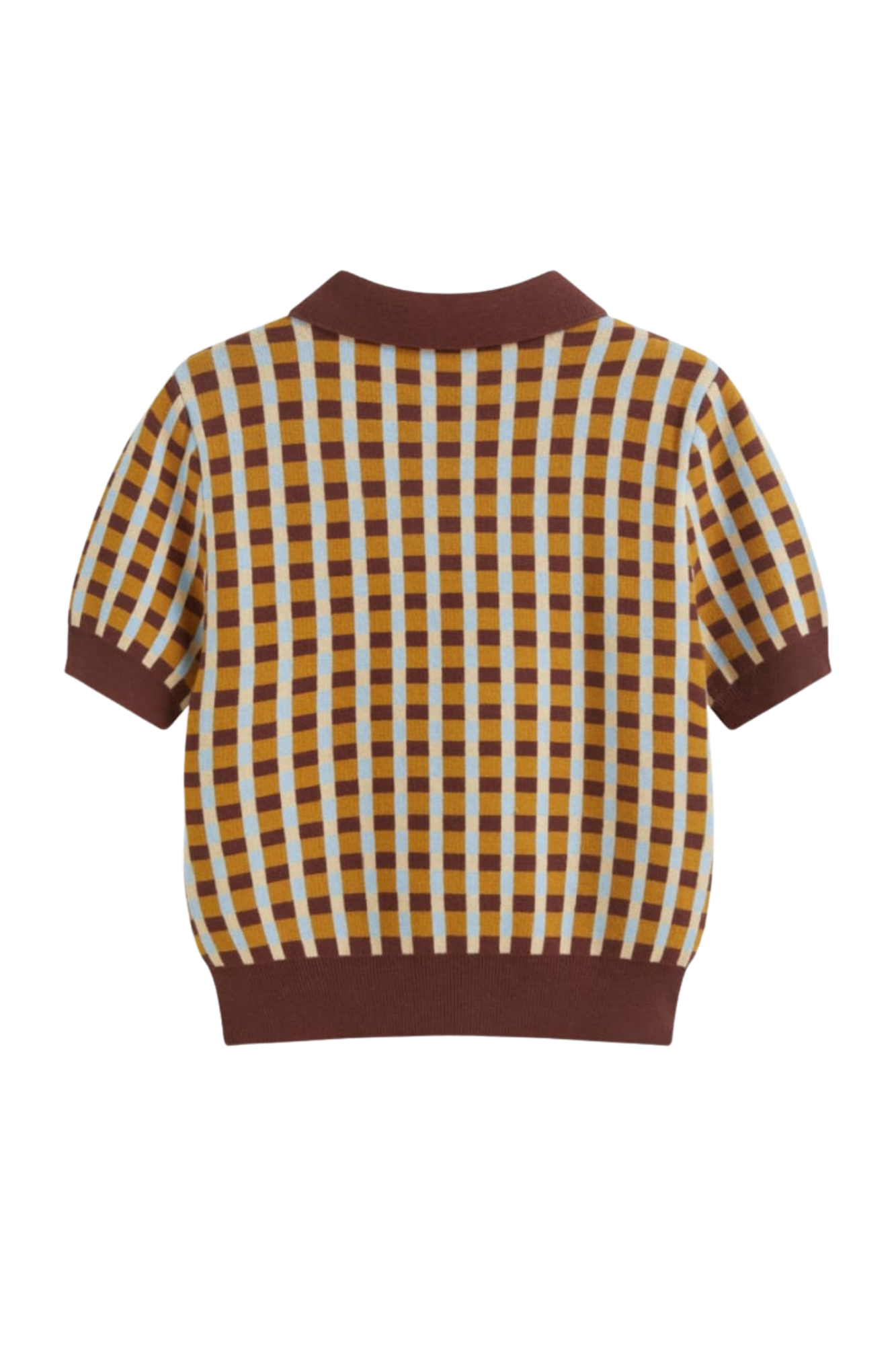 KNIT POLO CHECK BROWN