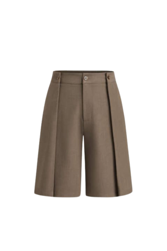 PLEATED SHORTS BROWN