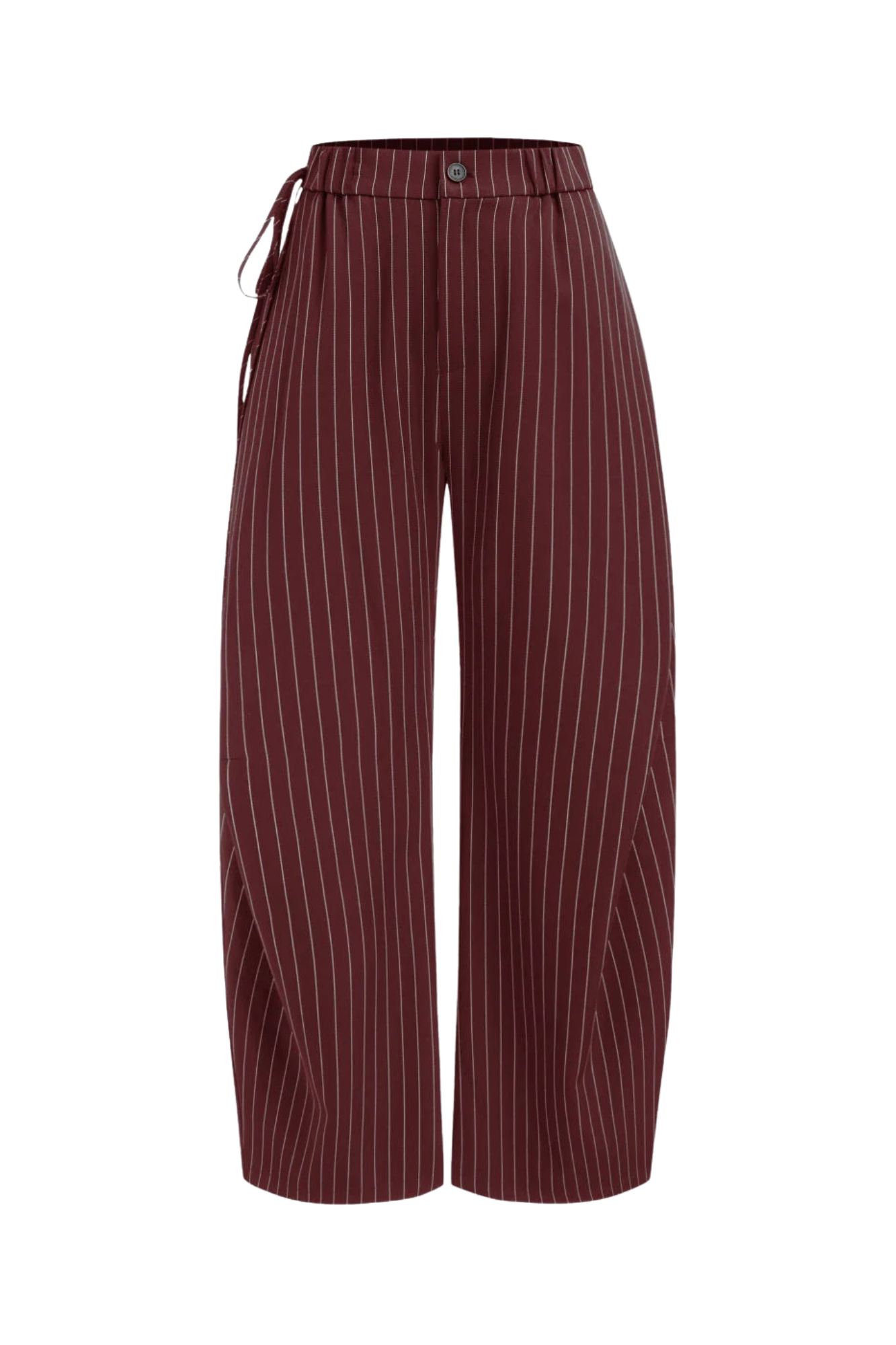 BURGUNDY BARREL TROUSERS