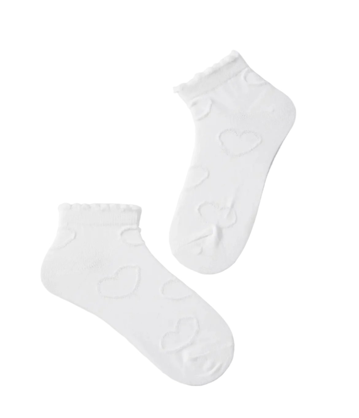 HEART TRIM COTTON SOCKS WHITE