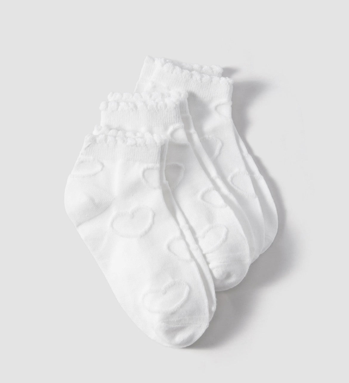 HEART TRIM COTTON SOCKS WHITE