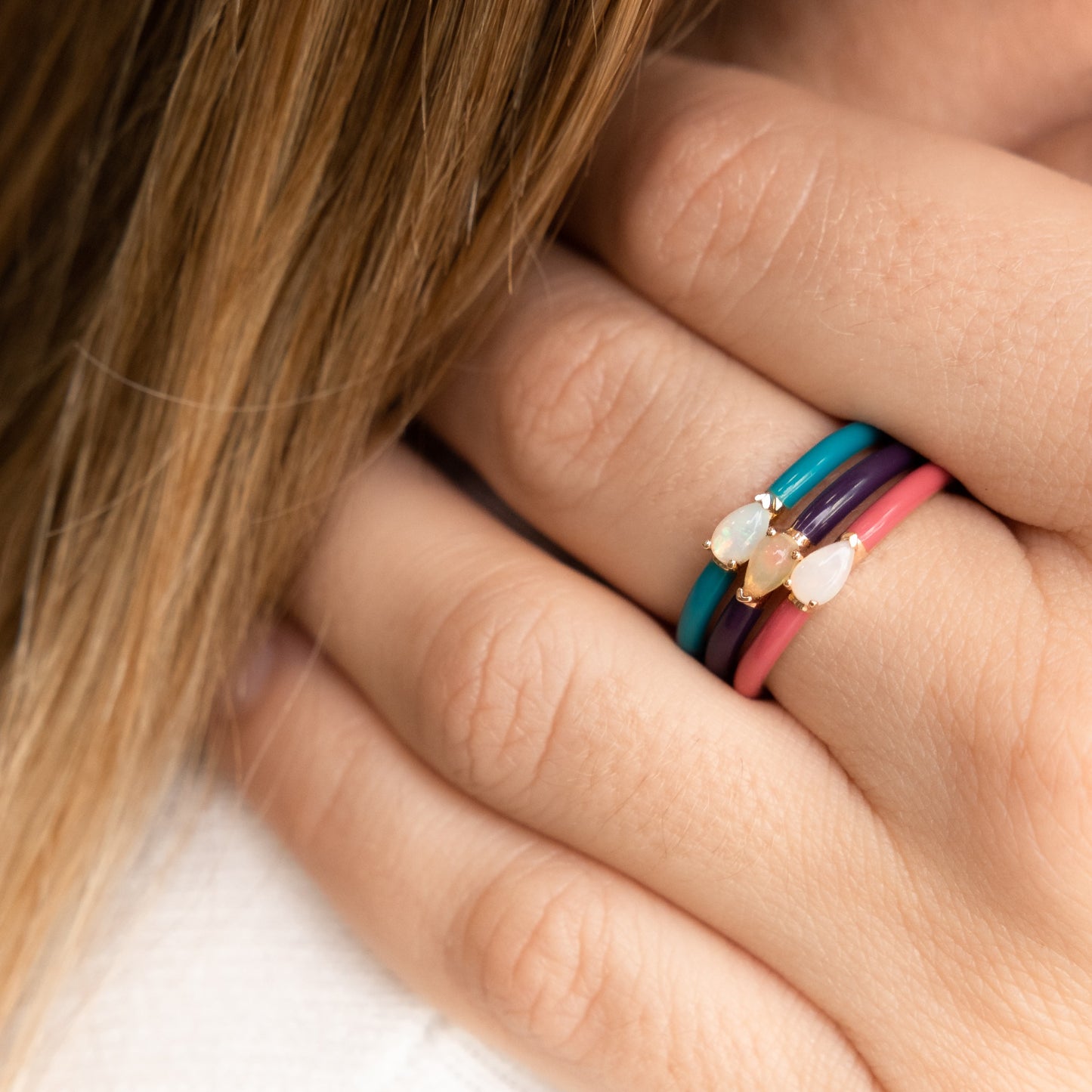 ENAMEL QUINN PLUM AND OPAL RING